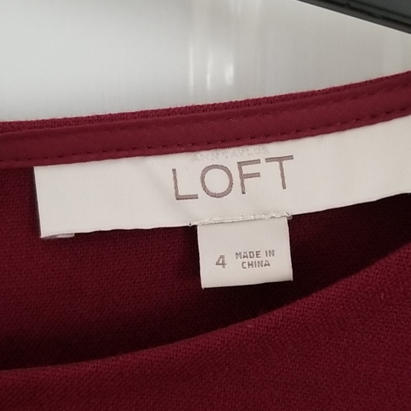 LOFT Red Wine-Colored Dress with Fringes - Women Size 4 - Picture 4 of 7